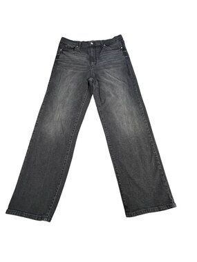 Gloria Vanderbilt Women's Black Jeans Size 14 Straight Leg Denim Distressed Fade